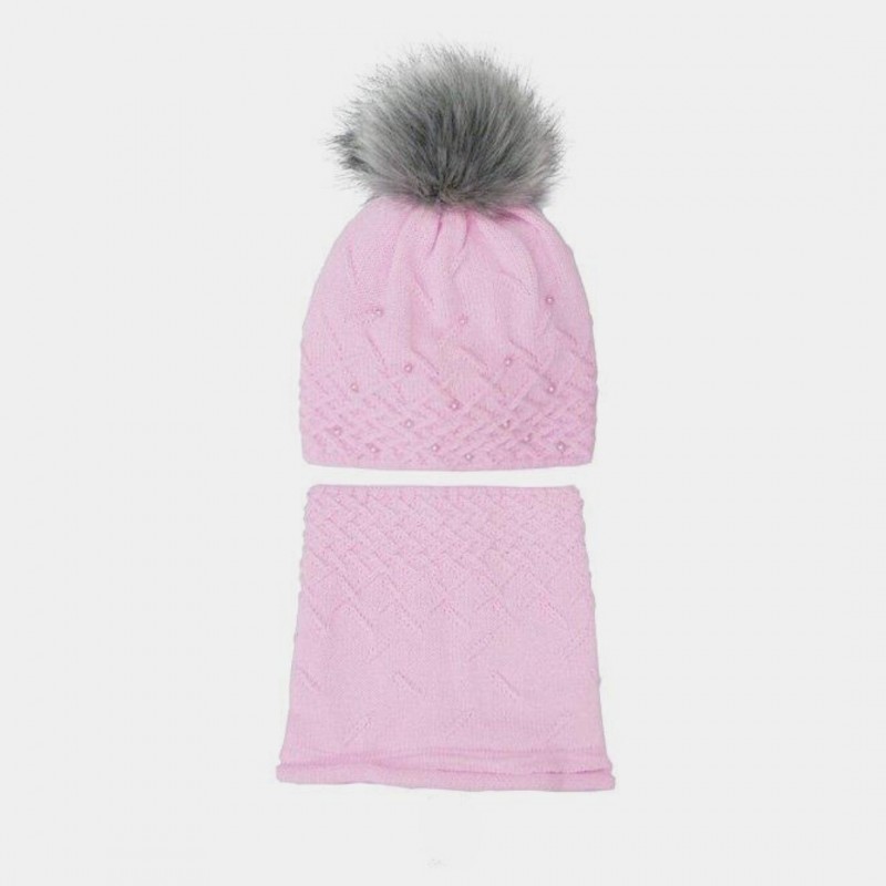 Knitted Hat-Snood Pink 42-516-2