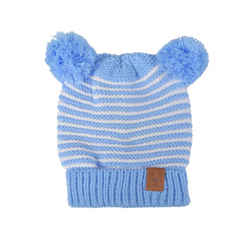 Baby Hat with Pom Pom Light Blue